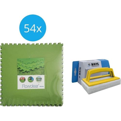 Flowclear - Sparpack - Bodenfliesen - 6 Packungen mit 9 Stück & WAYS Scheuerbürste