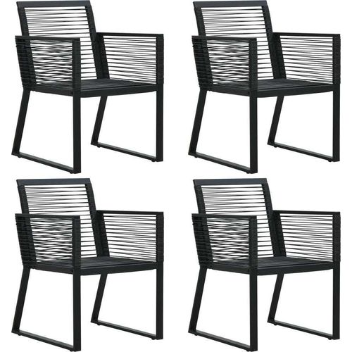 Gartenstühle 4 Stk. Seil Rattan Schwarz