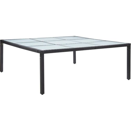 Garten-Esstisch Schwarz 200×200×74 cm Poly-Rattan