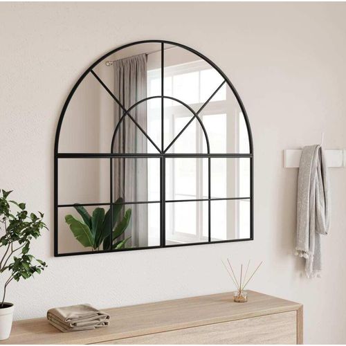 Wandspiegel Schwarz 100x90 cm Gewölbt Eisen
