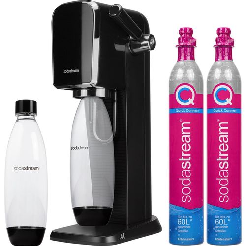 SodaStream Wassersprudler Art Schwarz inkl 2 CO2 Zylinder Flasche Set