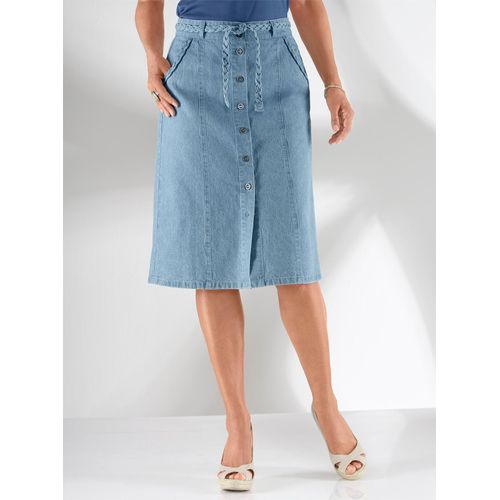 Jeansrock CASUAL LOOKS, Damen, Gr. 46, blau (blau, bleached), 100% Baumwolle, unifarben, kurz, Röcke