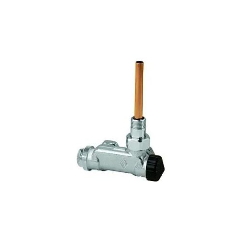 Heimeier E-Z-Ventil-Zweirohrsystem 3879-02.000 Eck, DN 15, Bauschutzkappe schwarz, Rotguss vernickelt