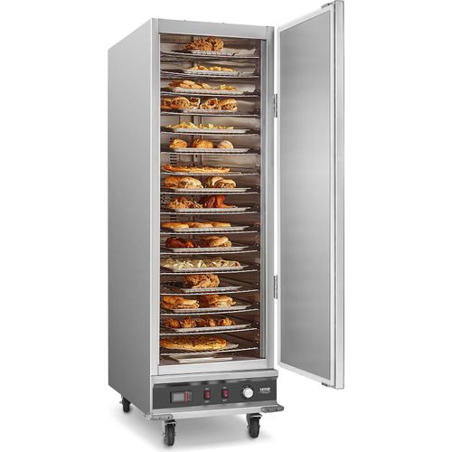 VEVOR Hot Box Speisenwärmer Snack-Wärmer mit 16 Ebenen & Wasserschale & Einzeltür & verstellbaren Einlegeböden, Speisenwärmer aus Edelstahl, ideal zur Aufbewahrung von Pizza Hähnchen