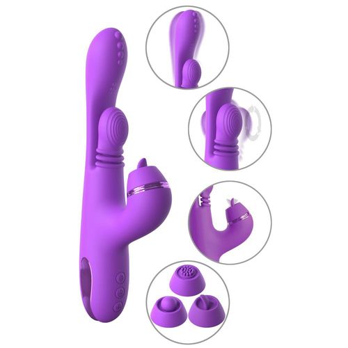 Rabbitvibrator „IntiMotion Pulse Pro“ inklusive 3 Klitoris-Aufsätze