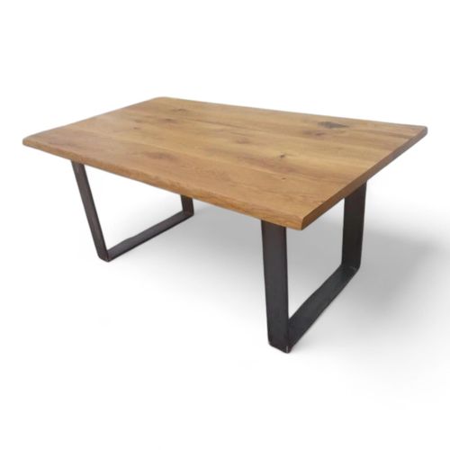 Tisch mit Naturkante 180x80cm, auf Stahlbeinen Ulegs, Wohnzimmertisch, Esszimmertisch, einzigartiger Tisch, massive Eichenplatte