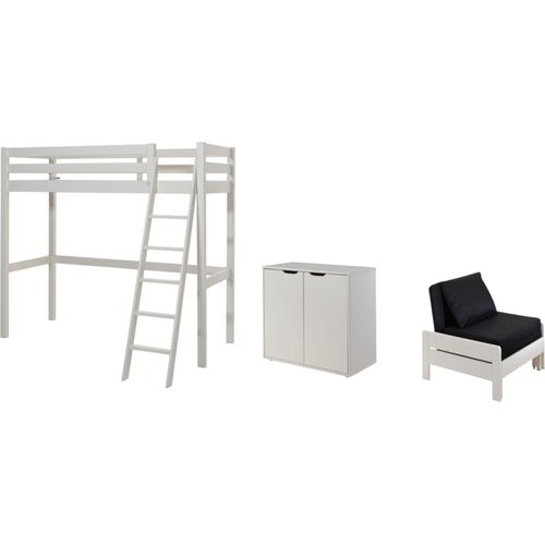 Hochbett Katherine 209x165x190 Kinderbett Massivholz+MDF Weiß