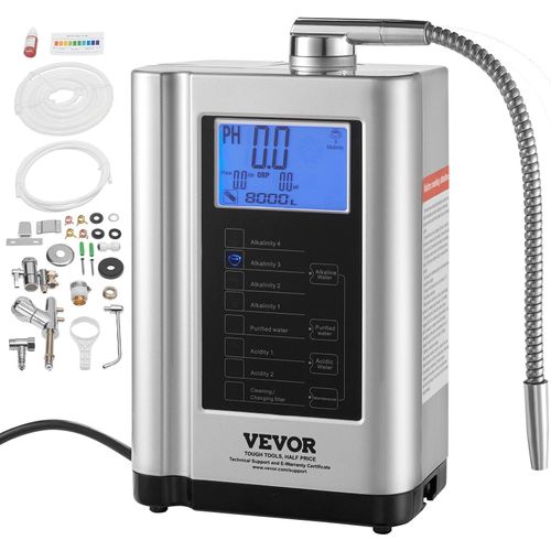 Alkaline Säurewasser Maschine, 3,5-10,5 pH, 7 Modi Startseite Alkaline Wasser Filter, +500–550 mV Wasser-Ionisator Wasserfiltermaschine, 8000 L Wasser-Filter Reinigungsmaschine Haushalt Silber