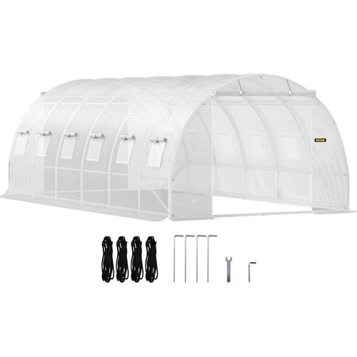 Foliengewächshaus 6,1x3x2,1m Bogendach Gewächshaus Verzinkter Stahlrahmen 140 g/cm3 PE Mobiles Treibhaus Wasserdicht und UV-Beständig Frühbeet Geeignet für Anbau von Gemüse Blumen Pflanzen