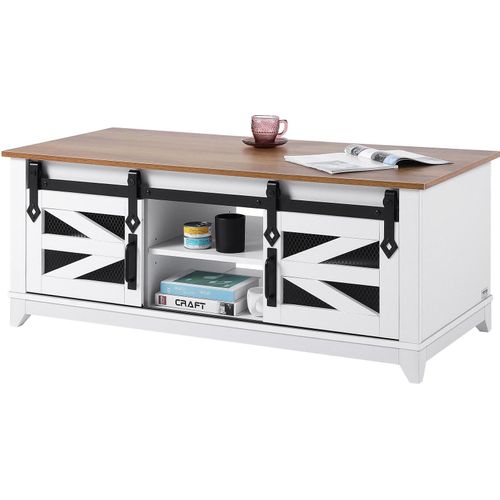 Couchtisch Kaffeetisch 2-stufig rechteckig Schiebetür 1210x560x481mm
