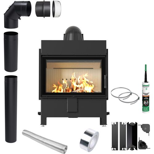 Kamineinsatz KRATKI LUCY 14 kW Ø200 Holz Montageset mit Schließung