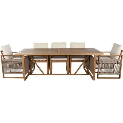 Tisch-Set mit Stühlen Home ESPRIT Braun Schnur Eukalyptusholz 230 x 100 x 75 cm
