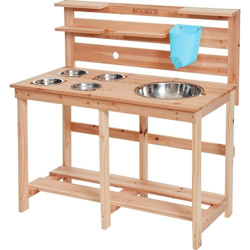 Outdoor-Spielküche HAPPY PEOPLE, beige (natur), Spielküchen, KinderB:94cm H:90cm T:44cm, Holz, Metall, FSC- schützt Wald - weltweit, B:94cm H:90cm T:44cm