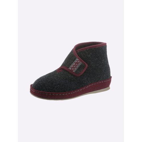 Hausstiefel SCHAWOS, Damen, Gr. 43, ungefüttert, grau (anthrazit), Textil, Schuhe Hausschuh Hüttenschuh