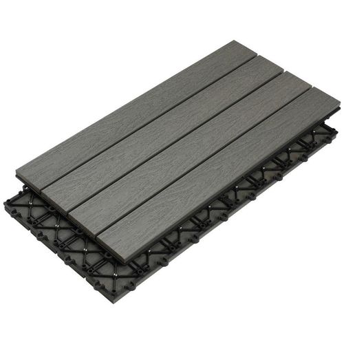 Ambia Garden Terrassenfliese , Silber, Dunkelgrau , Kunststoff, Holzwerkstoff , 60x2.4x30 cm , UV-beständig , Gartenzubehör, Terrassen- & Balkonböden