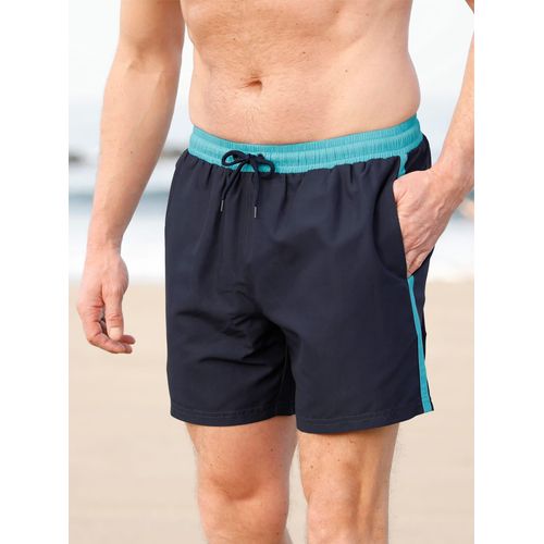 Badeshorts FEEL GOOD, Herren, Gr. 5, Normalgrößen, bunt (marine, türkis), Polyester, Badehosen