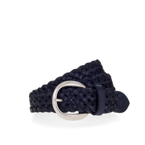 Flechtgürtel TAMARIS, Damen, Gr. 120, blau (navy), Rindsleder, Flechtoptik, unifarben, Gürtel, Individuell längenverstellbar, 3 cm breit