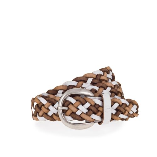Flechtgürtel TAMARIS, Damen, Gr. 105, weiß (weiß, varied), Rindsleder, Flechtoptik, mehrfarbig, Gürtel, Individuell längenverstellbar, 3 cm breit