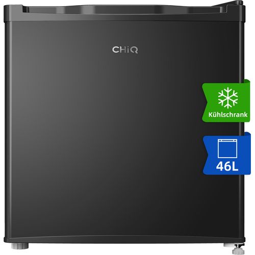 ChiQ CSD46D4E Tischkühlschrank Mini Bar Kühlschrank mit Flaschenregal, 46 l Kühlen, 5l Eisfach, einstellbares Thermostat, Sehr leise 39dB, schwarz