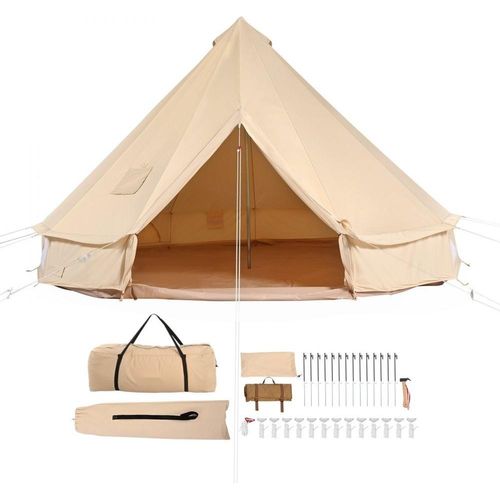 Leinwand-Glockenzelt, 6 m - 4-Jahreszeiten-Camping-Jurtenzelt mit Herdanschluss.