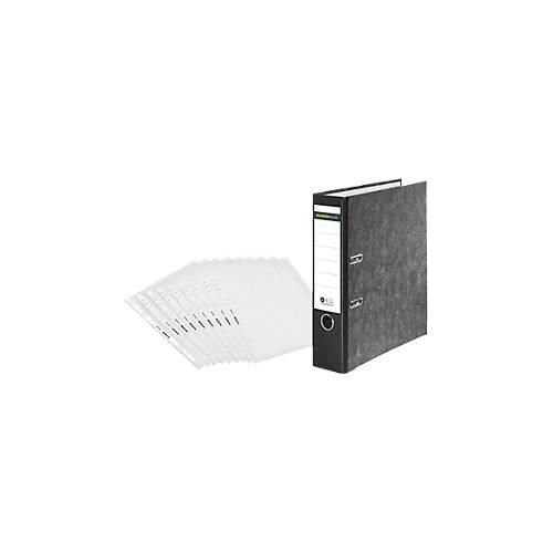 Sparset Ordner Schäfer Shop Select, DIN A4, Rückenbreite 80 mm, 20 Stück, schwarz + 50 Prospekthüllen Premium, DIN A4, transparent, glatt/klar