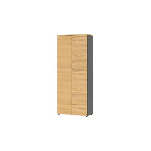 Aktenschrank Agenda Home, 5 OH, abschließbar, B 800 x T 400 x H 1970 mm, Graphit/Eiche