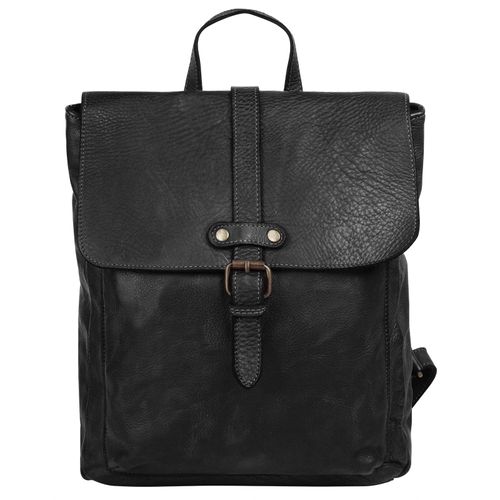 Cityrucksack SAMANTHA LOOK, Gr. B/H/T: 25cm x 32cm x 7cm, onesize, schwarz, Rindsleder, Leder, casual, Rucksäcke, Echt Leder, Made in Italy