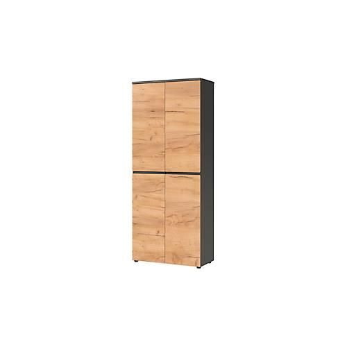 Schrank Boston, 5 Ordnerhöhen, B 800 x T 400 x H 1970 mm, Dekor Graphit & Navarra Eiche