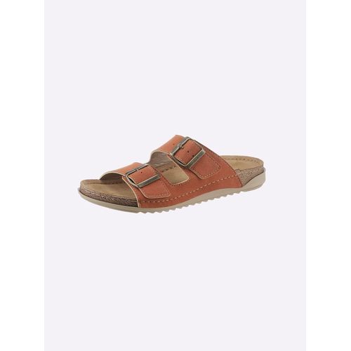Pantolette FISCHER, Damen, Gr. 39, braun (camel), Textil, Lederimitat, Schuhe