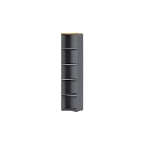 Aktenregal Agenda Home, 5 OH, B 450 x T 400 x H 1970 mm, Graphit/Eiche