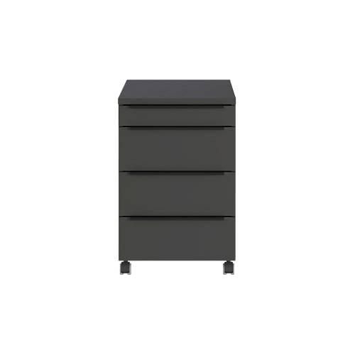 Rollcontainer, 4 Schubladen inkl. Utensilienfach, B 420 x T 600 x H 630 mm, graphit