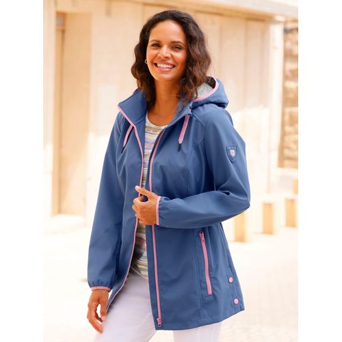 Softshelljacke CASUAL LOOKS, Damen, Gr. 19, blau (jeansblau), 100% Polyester, Innenseite:35% Baumwolle, 65% Polyester, unifarben, Langarm, Jacken