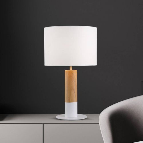 Tischlampe Carroll, holz hell/weiß, Höhe 43 cm, Stoff