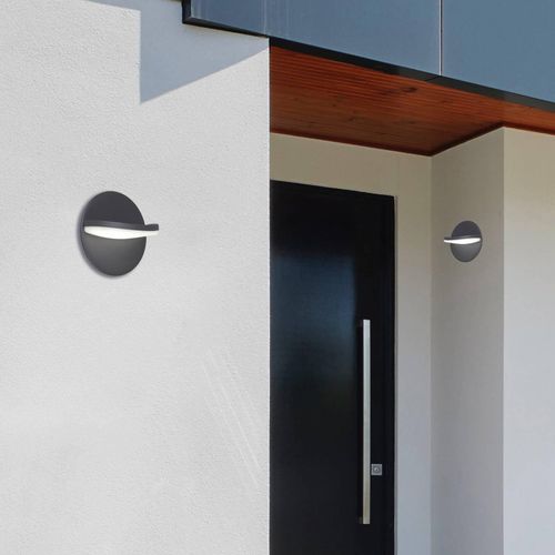 LED-Außenwandlampe Letty, dunkelgrau, Ø 18 cm, Metall, IP65