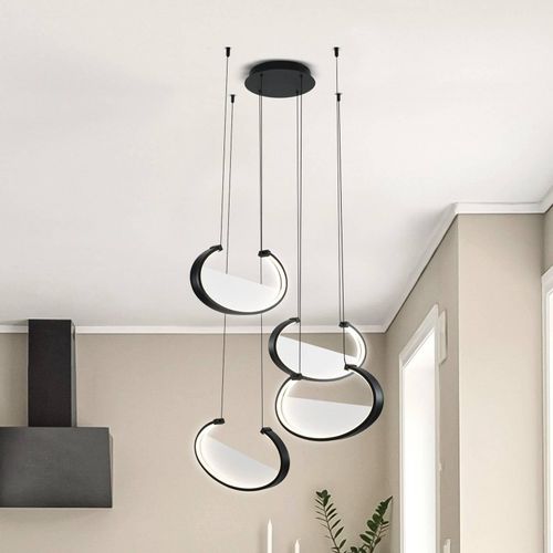 LED-Hängelampe Adele, Ø 75 cm, schwarz, Metall, 4-flg.