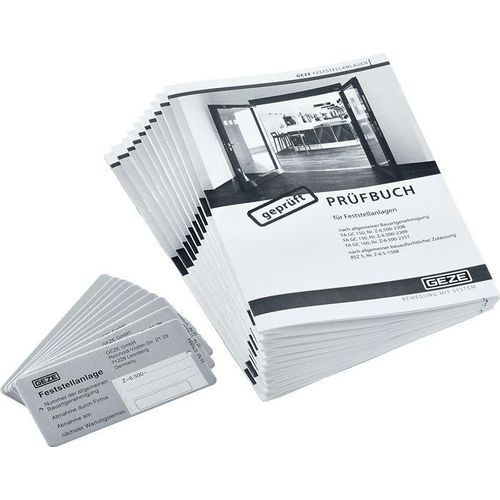 Abnahmeset Feststellanlage je 10x Prüfbuch,Schild,Aufkleber f.Abnahmeprüfung 79142