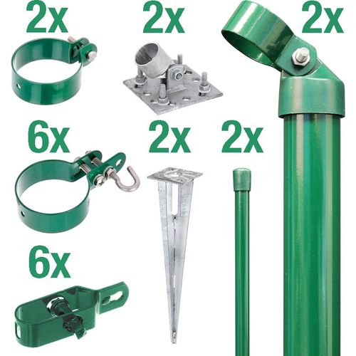 Alberts Zaunanschluss-Set | grün | mit Einschlagbodenhülsen | Torpfosten-Ø: 76 mm | Zaunhöhe: 2000 mm