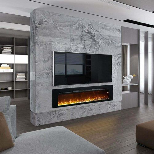Elektrokamin modern ElectricSun Paula glas groß schwarz B183xH45cm, Wand-, Boden-montage oder Einbaubar, Flamme in 10 Farben