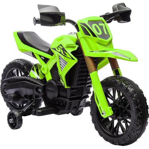 AIYAPLAY Kinder Elektro-Motorrad, 6V Kindermotorrad mit Stützrädern, Kinderfahrzeug mit Hupe und Startgeräusch, 3 km/h, für 3-8 Jahre Kinder, max. 30 kg, Grün
