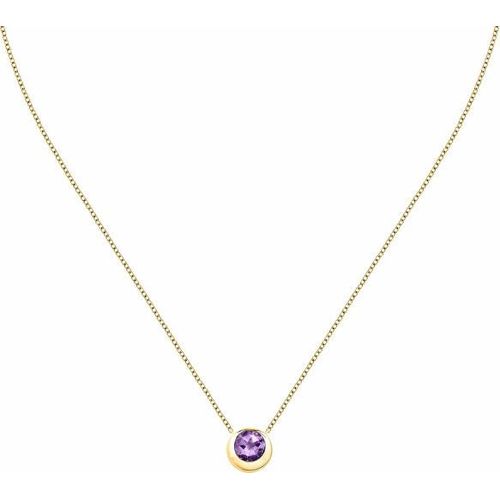 Wunderschöne vergoldete Halskette mit Amethyst Semipreziose SAXN02