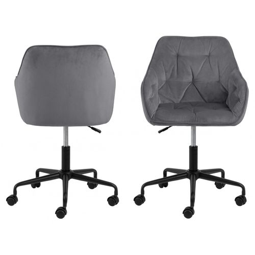 Schreibtischstuhl ACTONA GROUP, grau (dunkelgrau), B:59cm H:88,5cm T:58,5cm, 100% Polyester, Stühle, Drehstuhl, dunkelgrau, Fuß schwarz, Bremsrollen, Dreh und Kipp