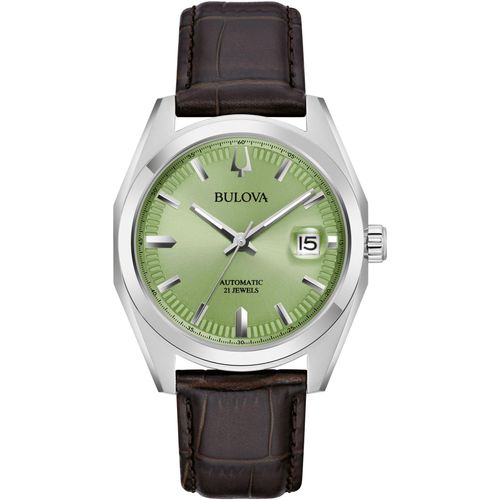 Automatikuhr BULOVA, braun (dunkelbraun, hellgrün), Armbanduhren, Damen, Armbanduhr, Herrenuhr, Damenuhr, Edelstahlarmband, Saphirglas