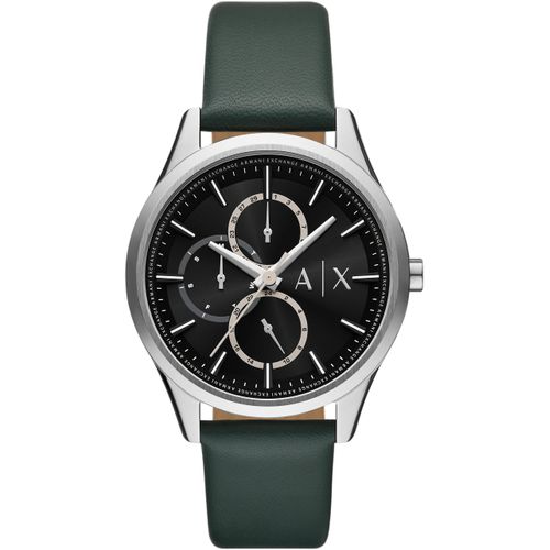 Multifunktionsuhr ARMANI EXCHANGE, grün (grün, schwarz), Armbanduhren, Herren, Armbanduhr, Herrenuhr, Edelstahlarmband, analog, Tag, Wochentag