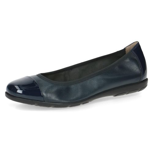 Ballerina CAPRICE, Damen, Gr. 38, blau (dunkelblau), Nappaleder, Lackleder, sportlich, Schuhe, Loafer, Slipper, Festtags Schuh mit Lack-Details