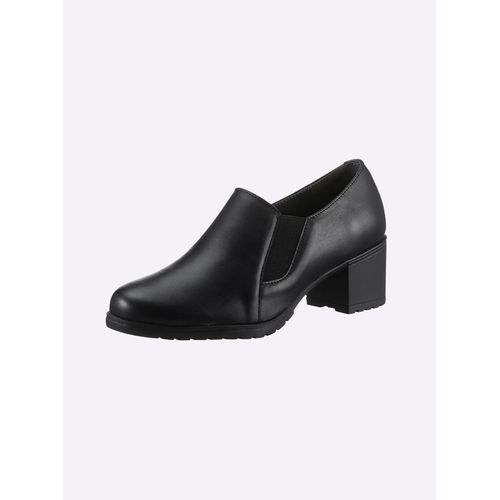 Hochfrontpumps HEINE, Damen, Gr. 37, schwarz, Leder, Rindsleder, Veloursleder, modisch, Schuhe