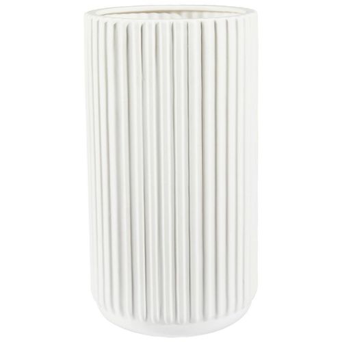 Novel Vase , Weiß , Keramik , zylindrisch , 30 cm , nur zu Dekorationszwecken, handgemacht , Dekoration, Vasen