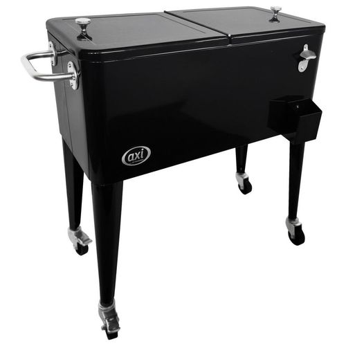 Ambia Garden Kühlbox AXI Retro Kühler , Schwarz , Metall , 43.00x89.00x92.00 cm , Flaschenöffner, Ablassventil, Rollen , Freizeit, Koffer & Taschen,