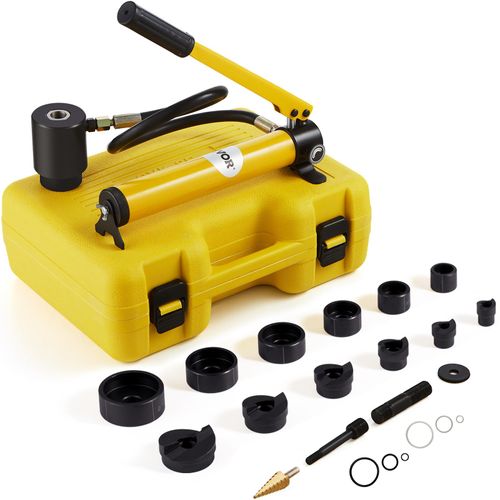 VEVOR Hydraulisches Lochstanzer-Set Knockout-Lochtreiber-Kit 10t, Handpumpe Stahl Lochwerkzeug mit 6 Stanzformen Stanzen 12,7, 19,05, 25,4, 31,75, 38,1, 50,8mm, Hydraulik Puncher Lochstanzen