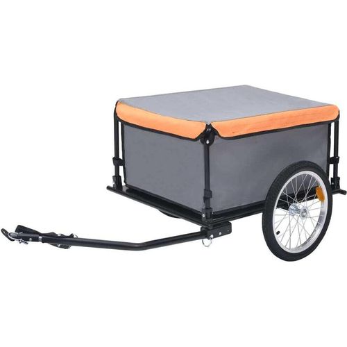 Fahrradanhänger Grau und Orange 65 kg