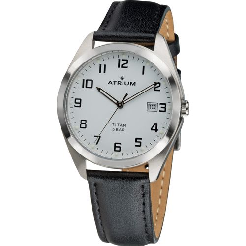 Quarzuhr ATRIUM, schwarz, Armbanduhren, Damen, Armbanduhr, Damenuhr, Herrenuhr, Lederarmband, analog